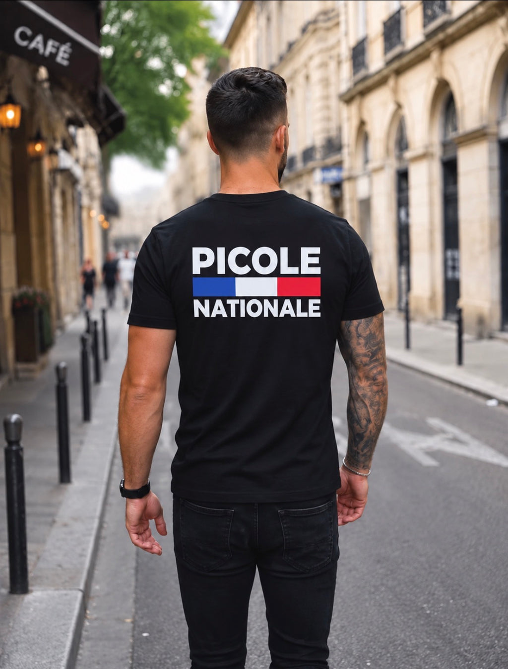T-shirt Noir "Picole Nationale" – Humour | 100% Coton, Coupe Regular