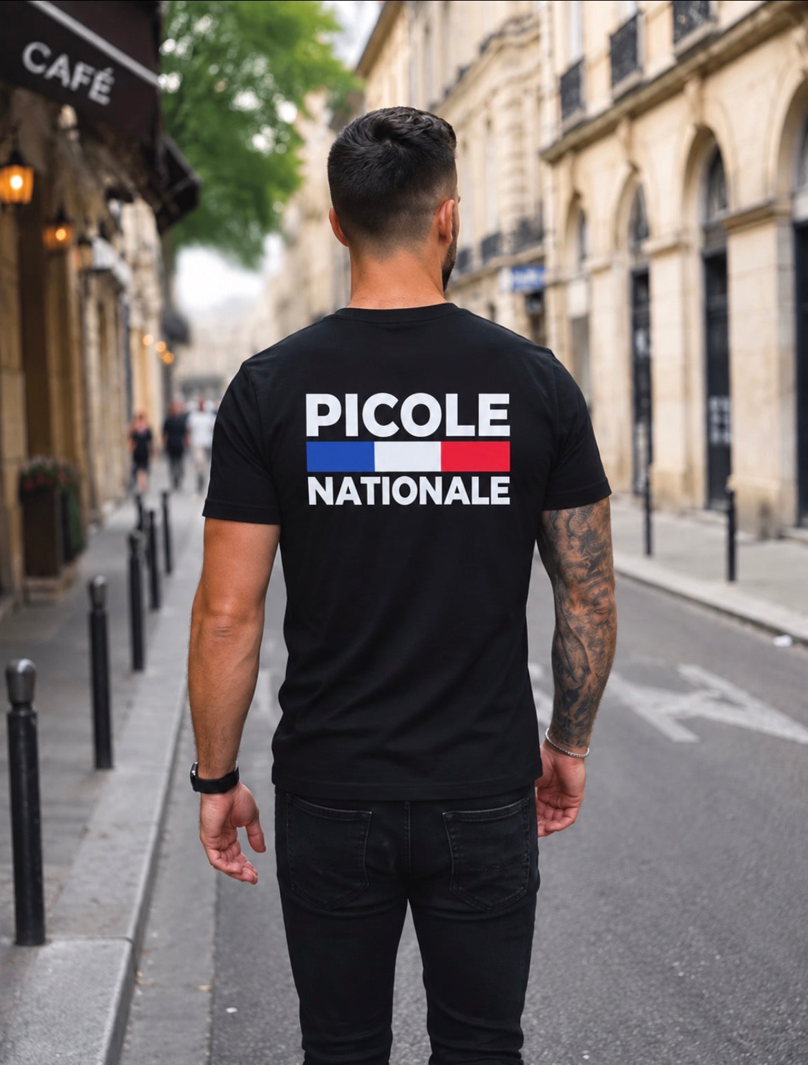 T-shirt Noir "Picole Nationale" – Humour | 100% Coton, Coupe Regular