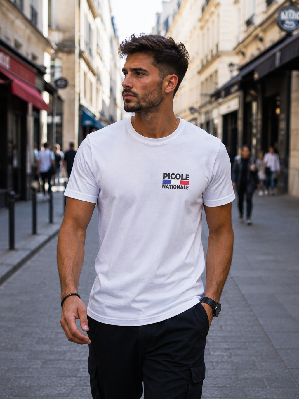 T-shirt Blanc "Picole Nationale" – Humour | 100% Coton, Coupe Regular